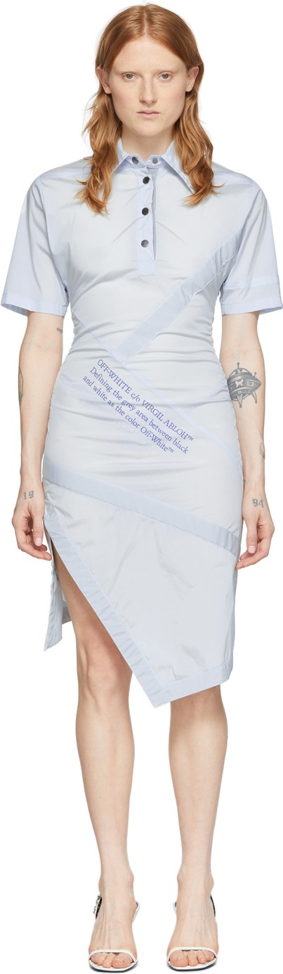 Off White Blue Nylon Parachute Dress