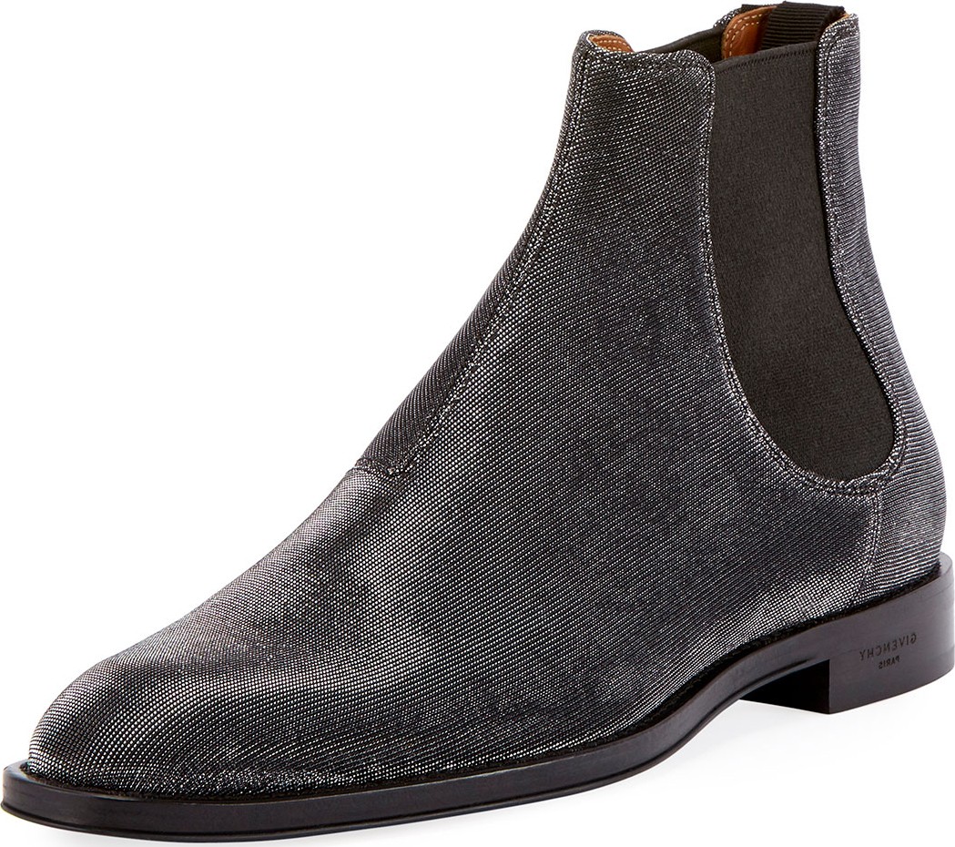 Givenchy Rider Metallic Textured Chelsea Boot, Silver