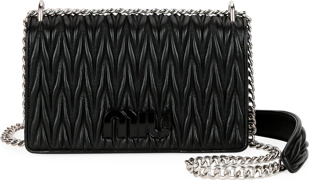 Miu Miu Medium Monochrome Matelasse Leather Shoulder Bag