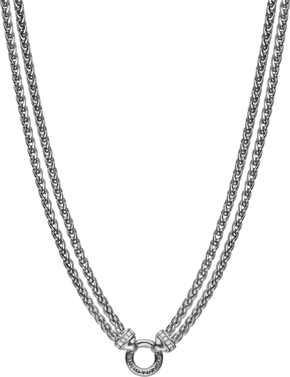 David Yurman Double Wheat Chain Necklace with Diamonds