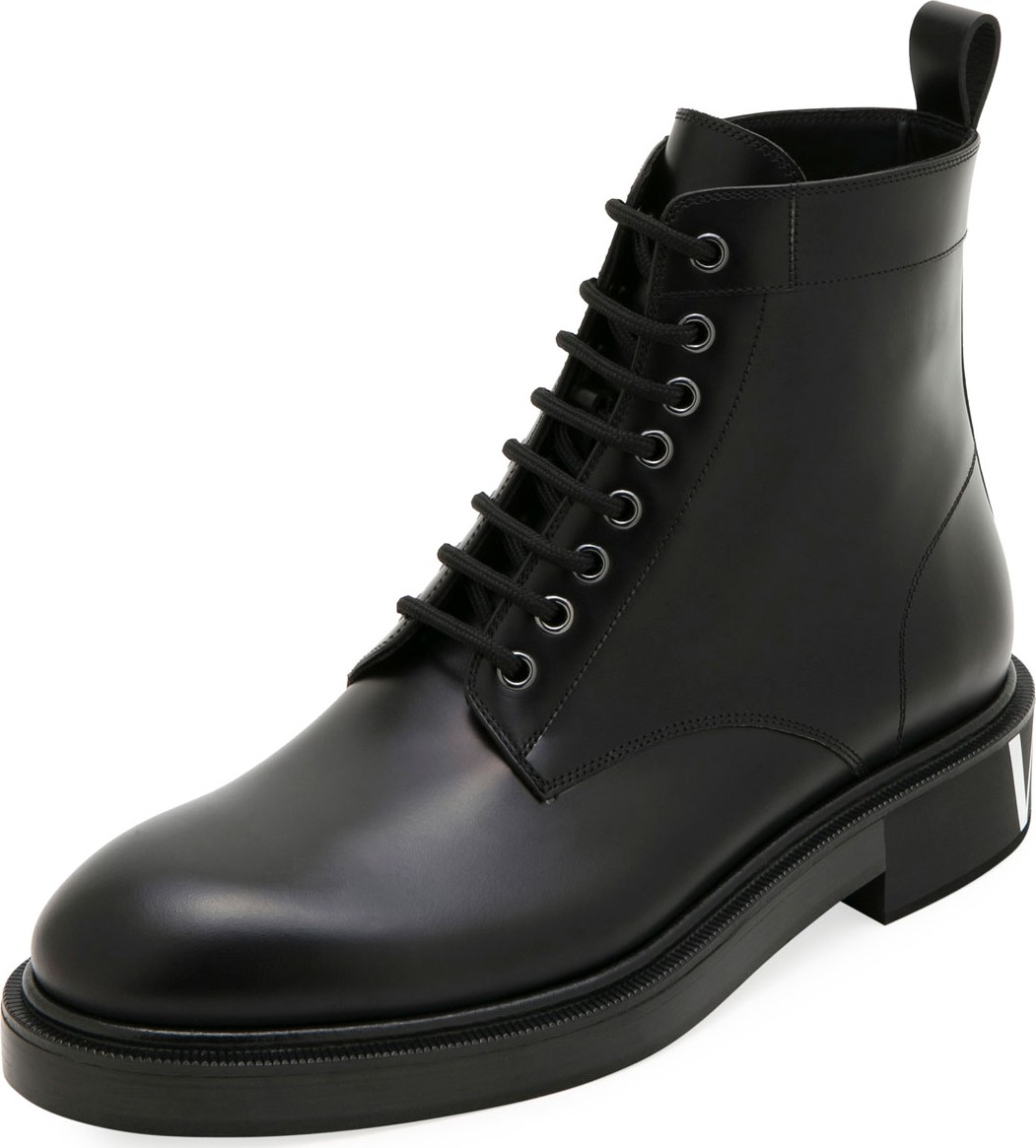 Valentino Men's Leather Lace-Up Boots