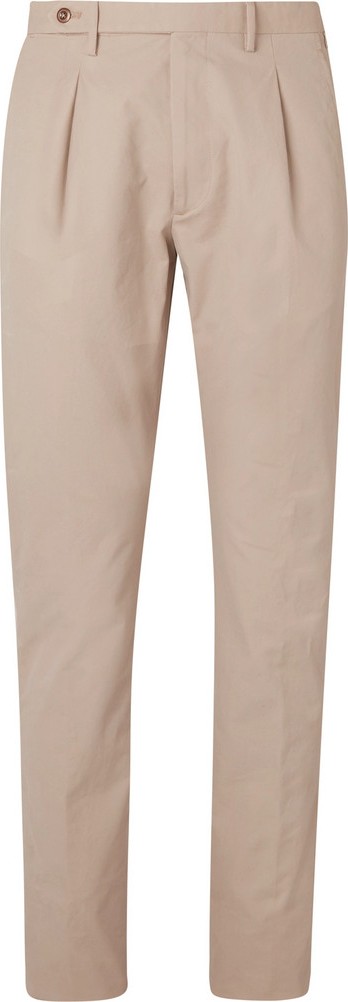 Zanella Slim-Fit Pleated Washed-Cotton Trousers