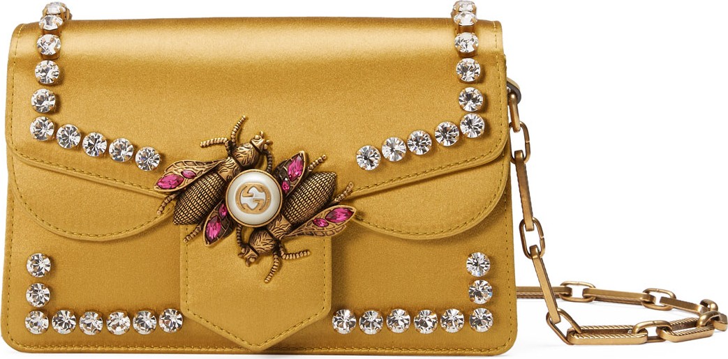 Gucci Broadway Satin Bee Shoulder Bag