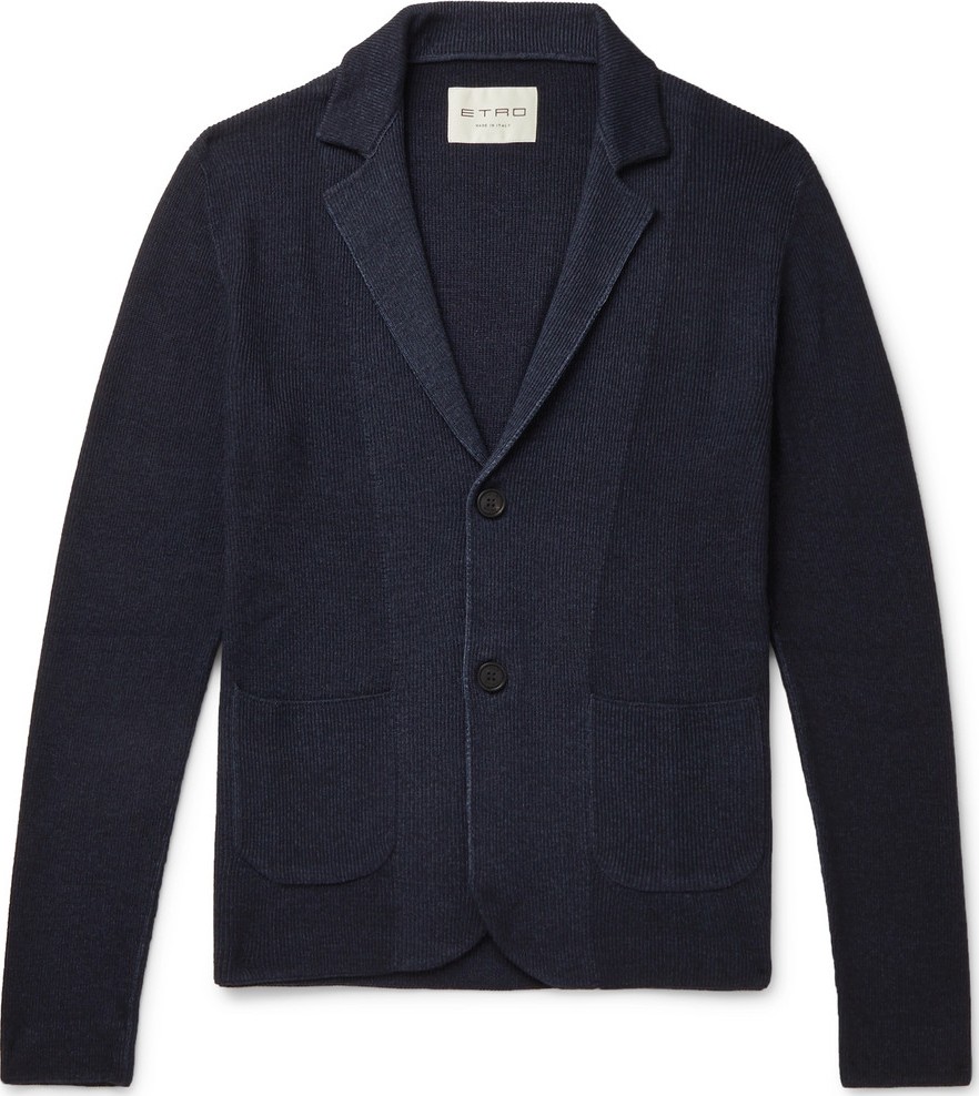 Etro Slim-Fit Ribbed Merino Wool Cardigan