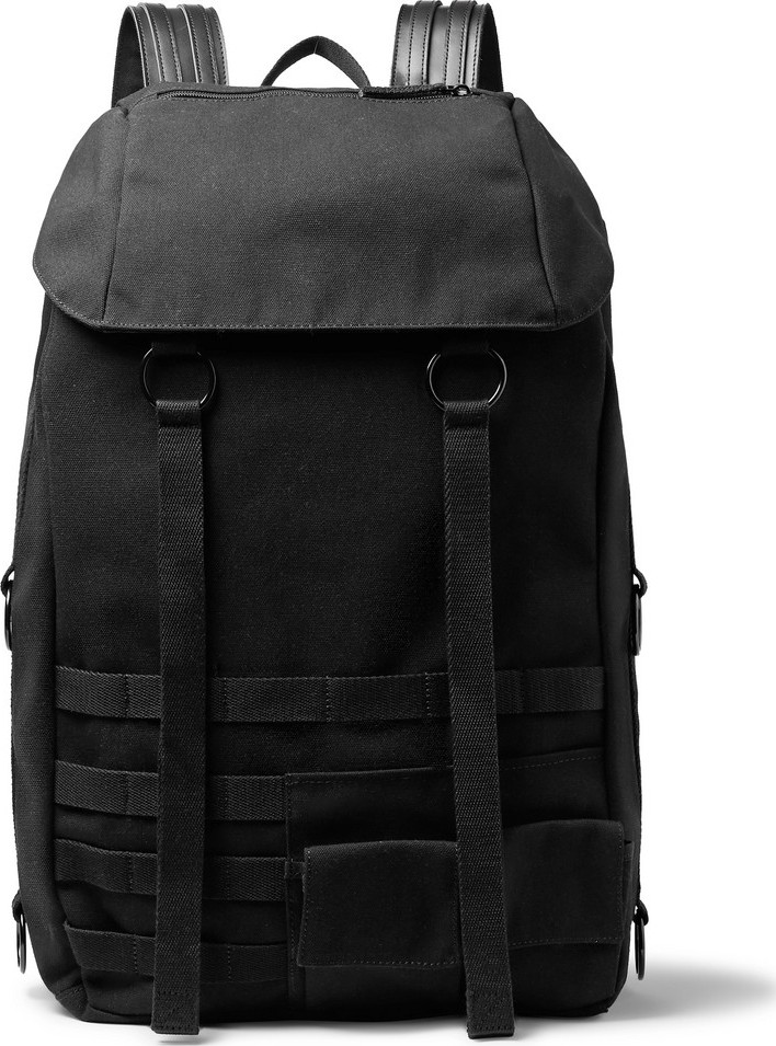 Raf Simons + Eastpak Webbing and Leather-Trimmed Embellished Canvas Backpack
