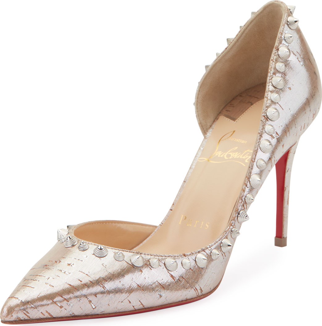 Christian Louboutin Irishell Studded Metallic Cork Red Sole Pumps
