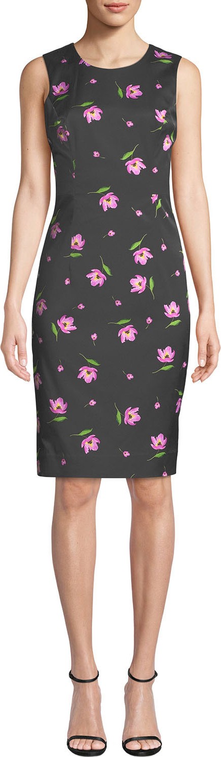 MILLY Kendrea Sleeveless Floral-Print Sheath Dress