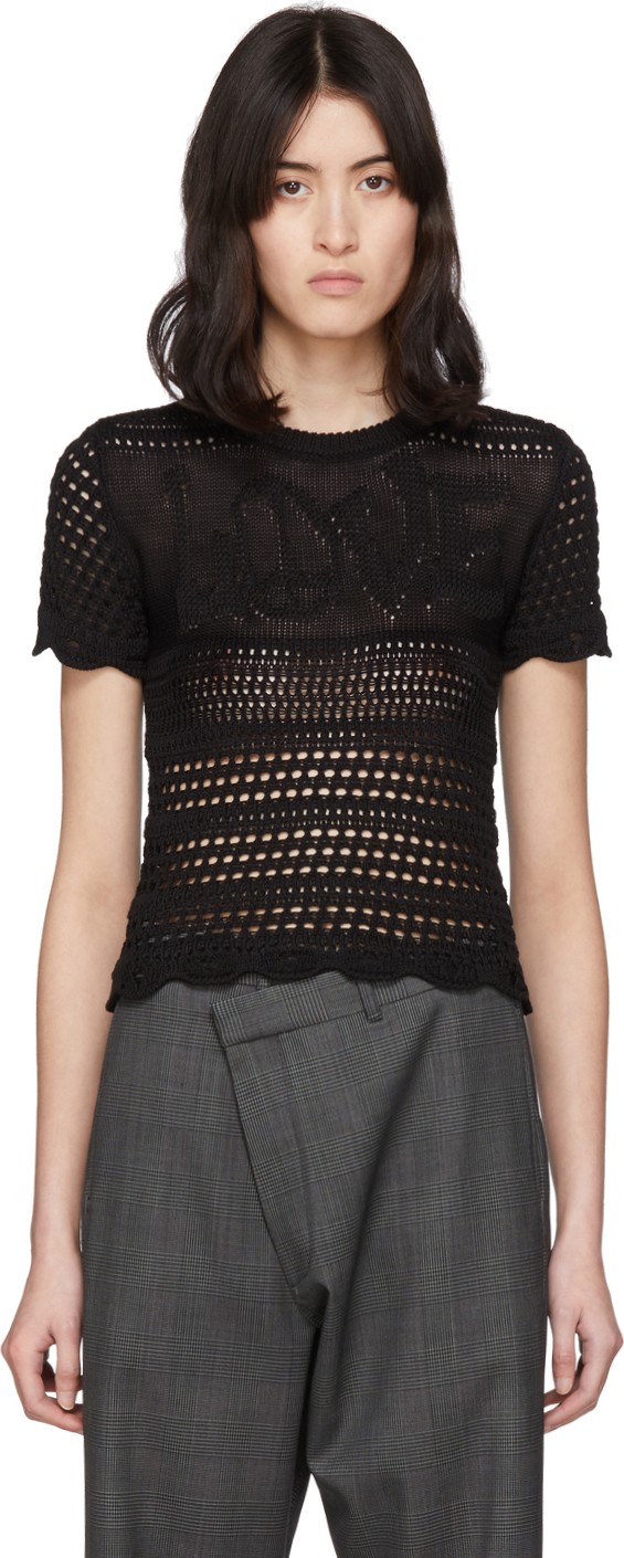Amiri Black 'Love' Crochet T-Shirt