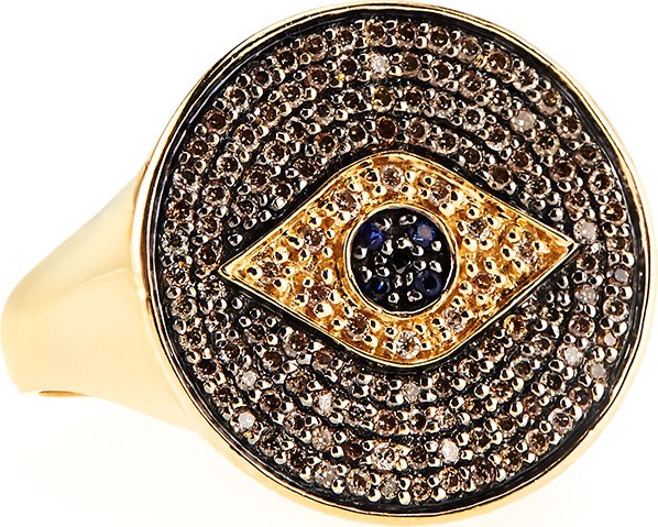 Sydney Evan Pave Diamond & Sapphire Evil Eye Ring