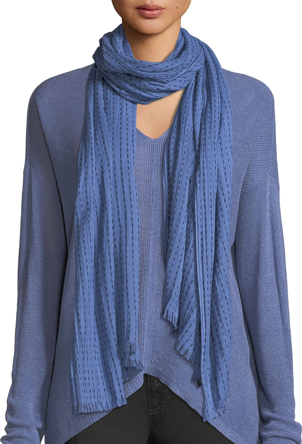 Eileen Fisher Dash Stripe Organic Cotton/Wool Scarf