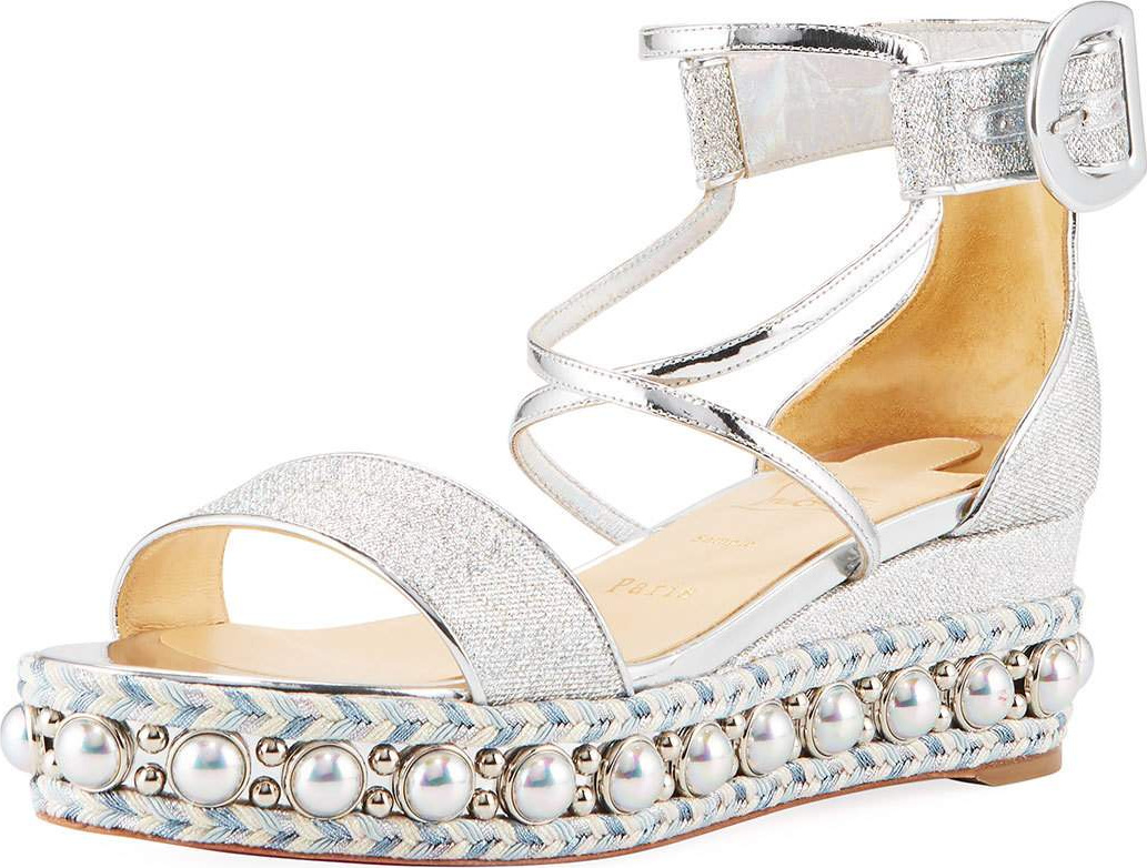 Christian Louboutin Chocazeppa Metallic Platform Red Sole Sandal