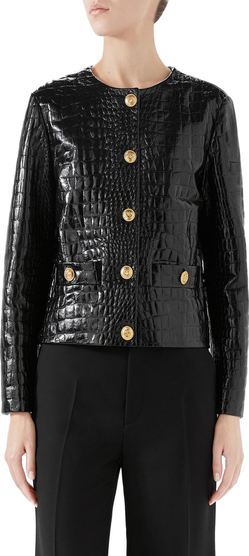 Gucci Croc Embossed Leather Jacket