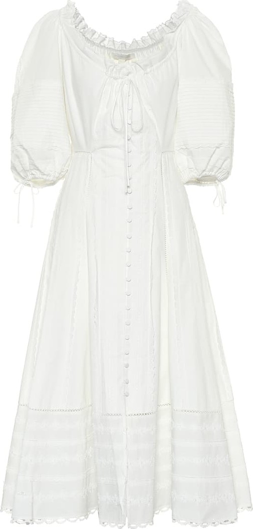 Jonathan Simkhai Puff-sleeve cotton midi dress