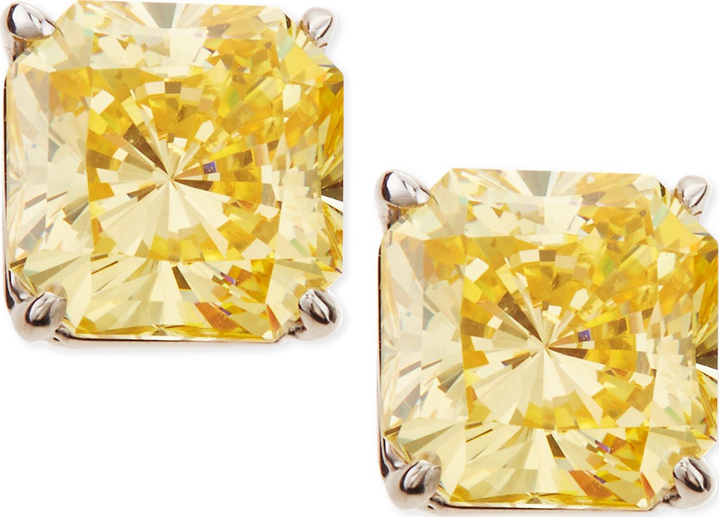 Fantasia by DeSerio Canary Cubic Zirconia Stud Earrings