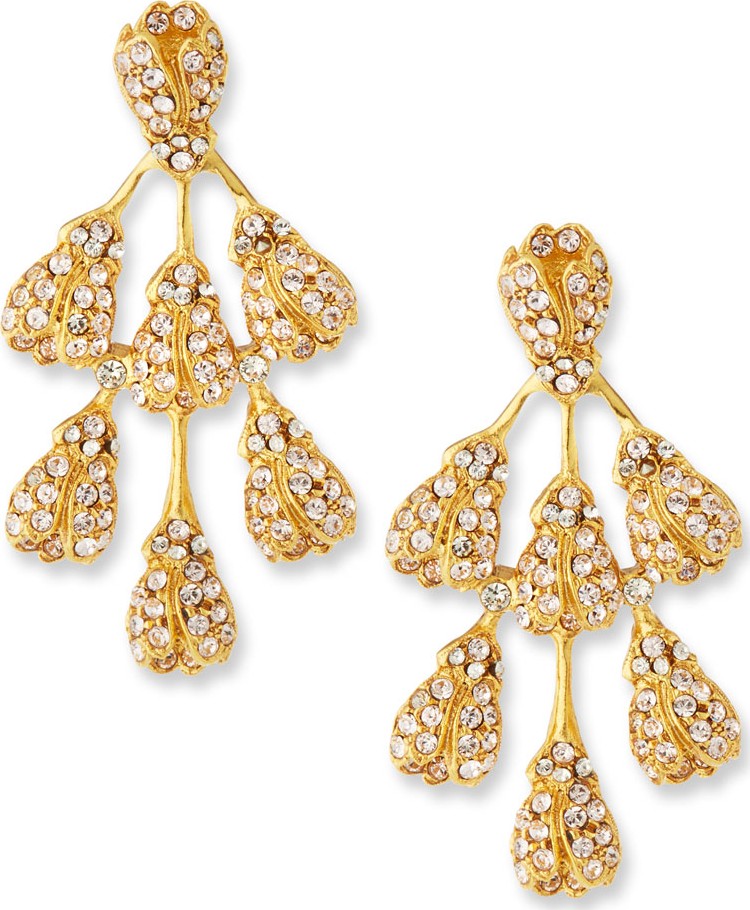 Oscar De La Renta Crystal Vine Drop Earrings