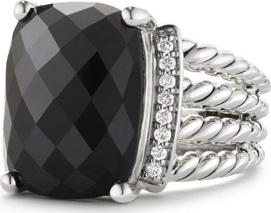 David Yurman Wheaton Ring with Black Onyx and Diamonds