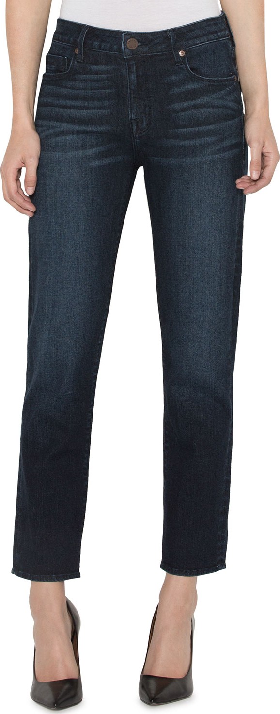 Parker Smith High-Rise Straight-Leg Ankle Jeans with Button Cuffs