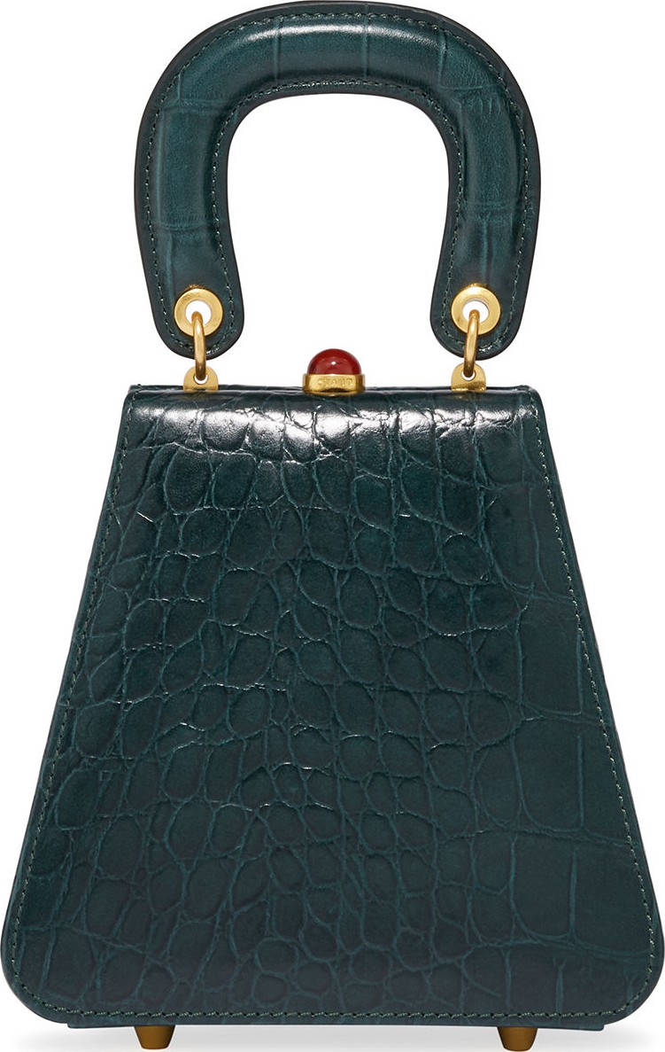 Staud Kenny Croc-Embossed Calf Top Handle Bag