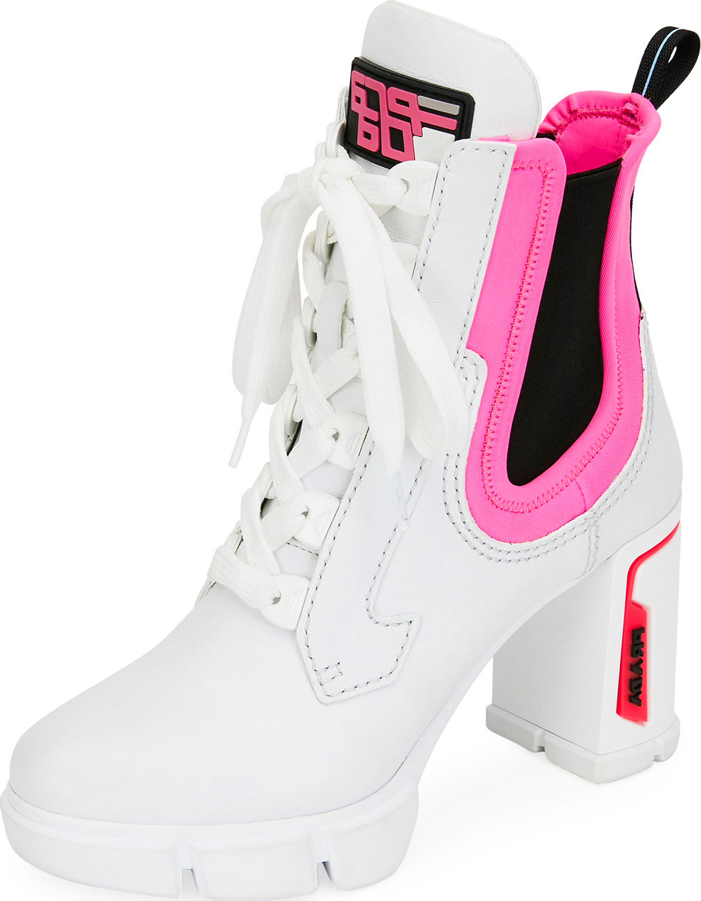 Prada Leather/Neoprene Lace-Up Bootie