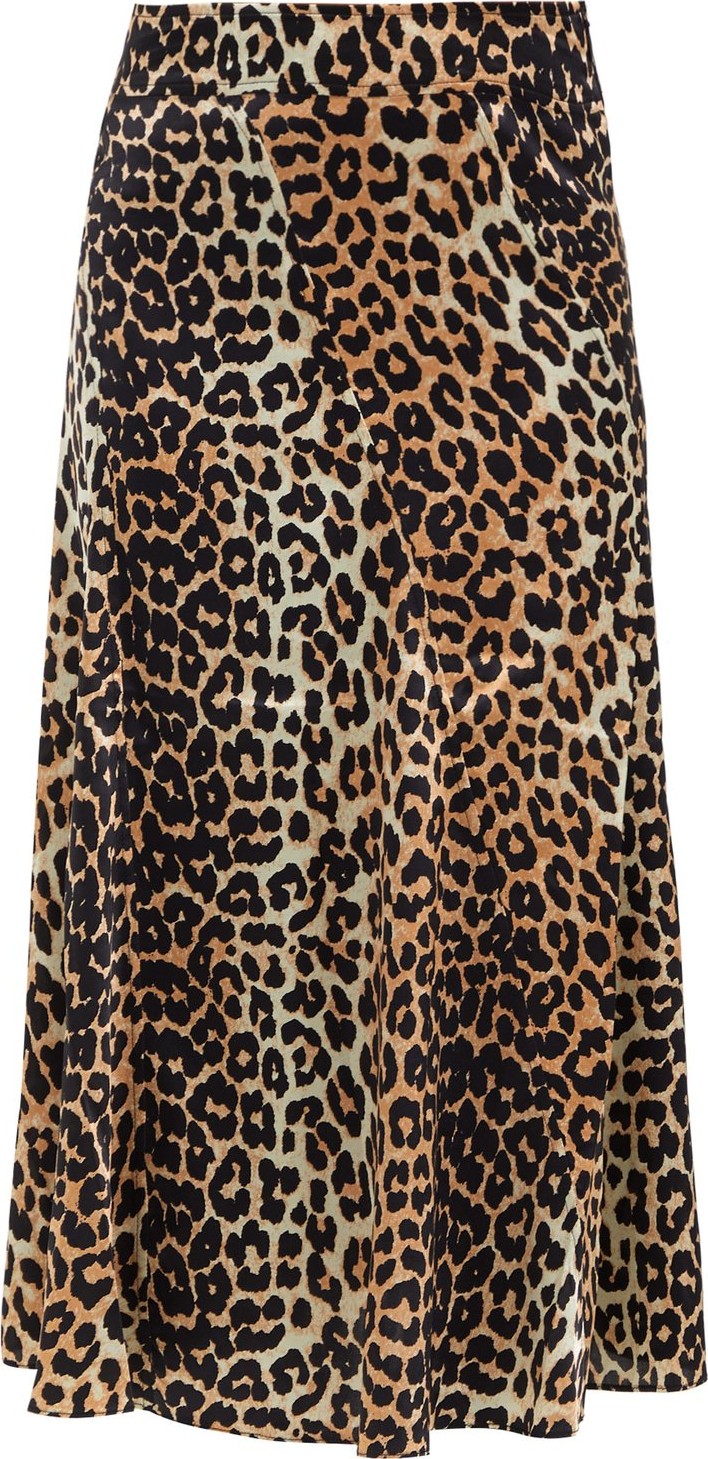 Ganni Blakey leopard-print silk-blend skirt