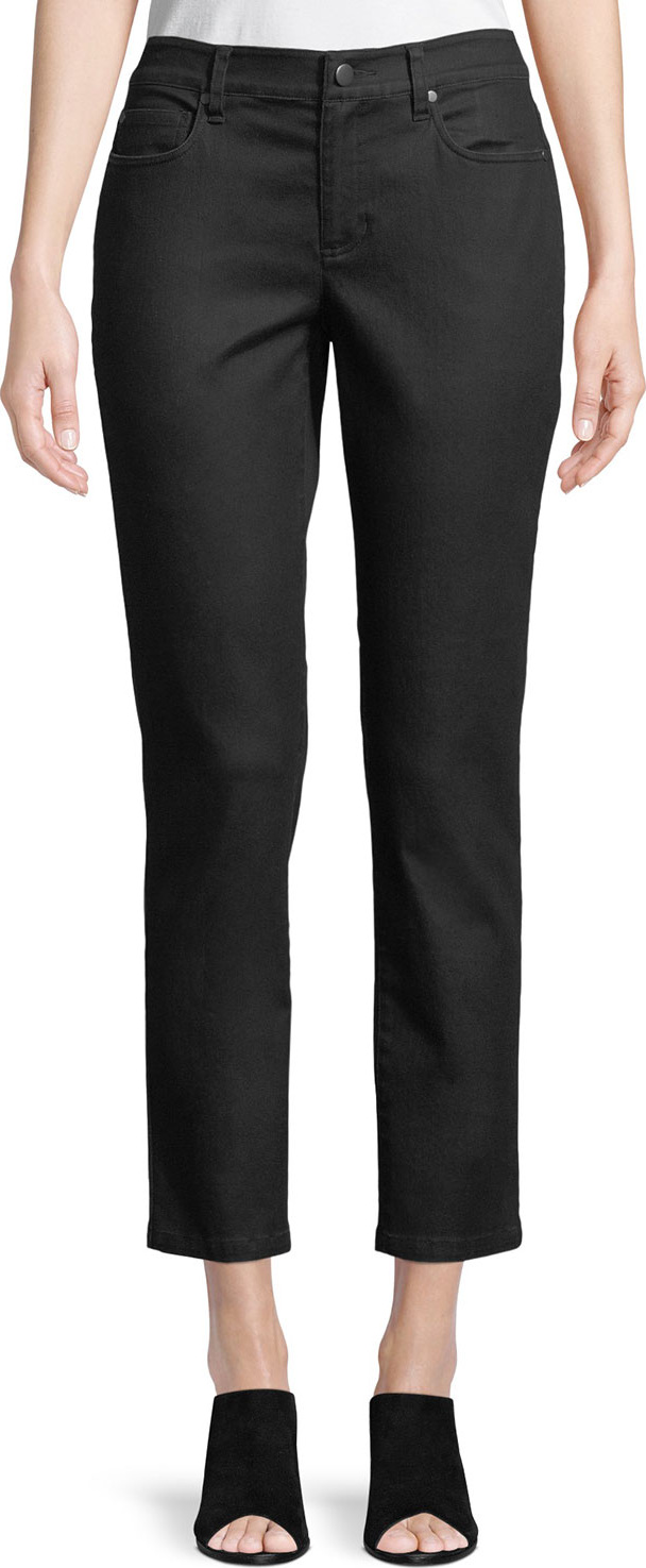 Eileen Fisher Coated Skinny Ankle Jeans, Black