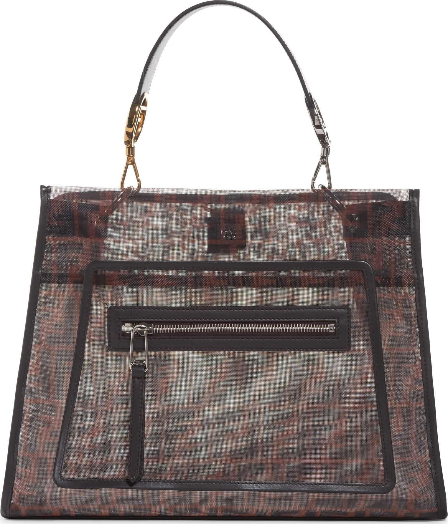 Fendi Runaway Printed Logo Mesh Satchel