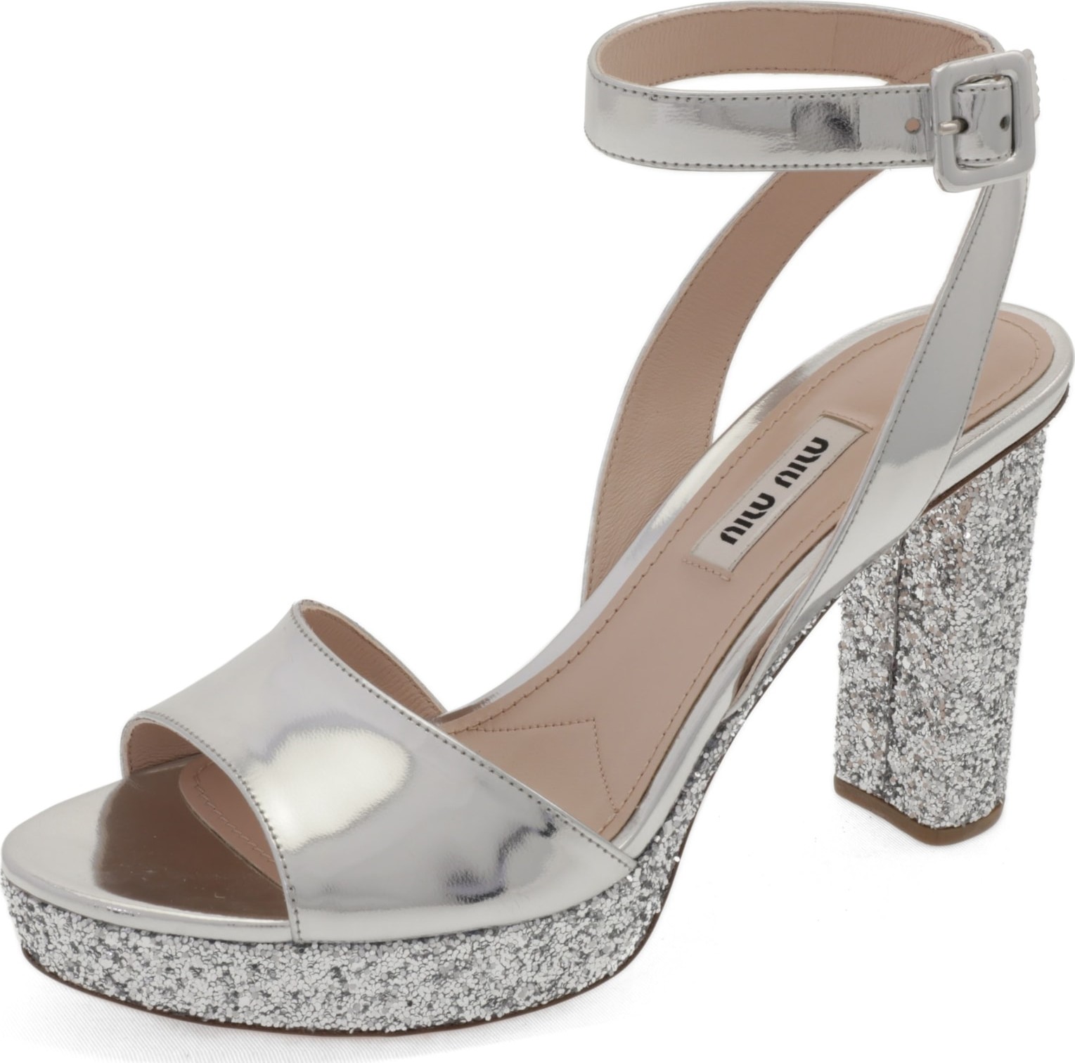 Miu Miu Glitter Platform Sandal