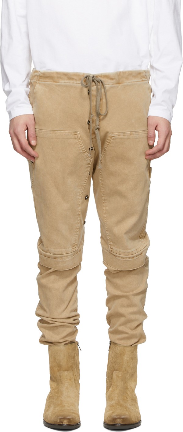 Greg Lauren Beige Work Cargo Pants