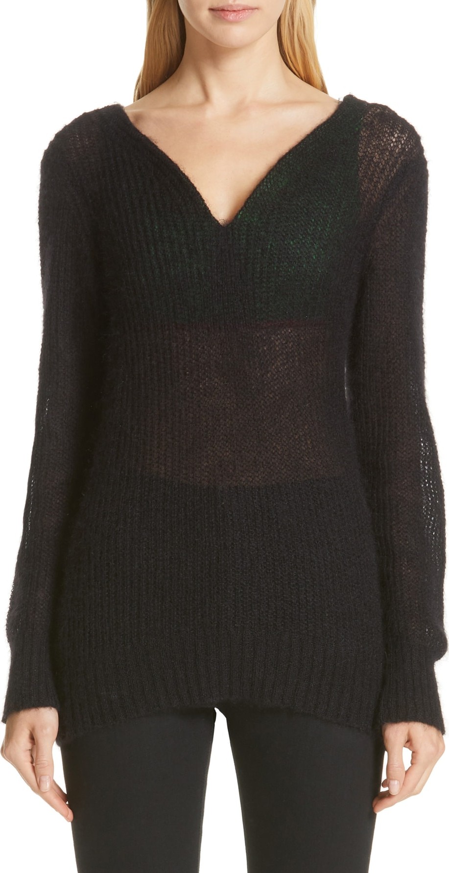 Y/Project Off the Shoulder Mohair Blend Sweater