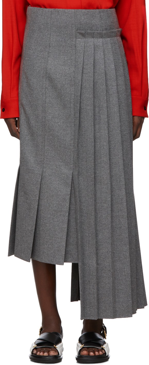 Marni Grey Pleated Skirt