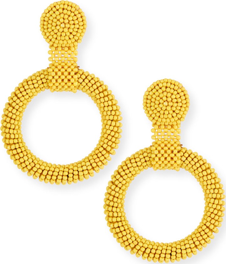 Kenneth Jay Lane Gypsy Hoop Drop Earrings, Yellow