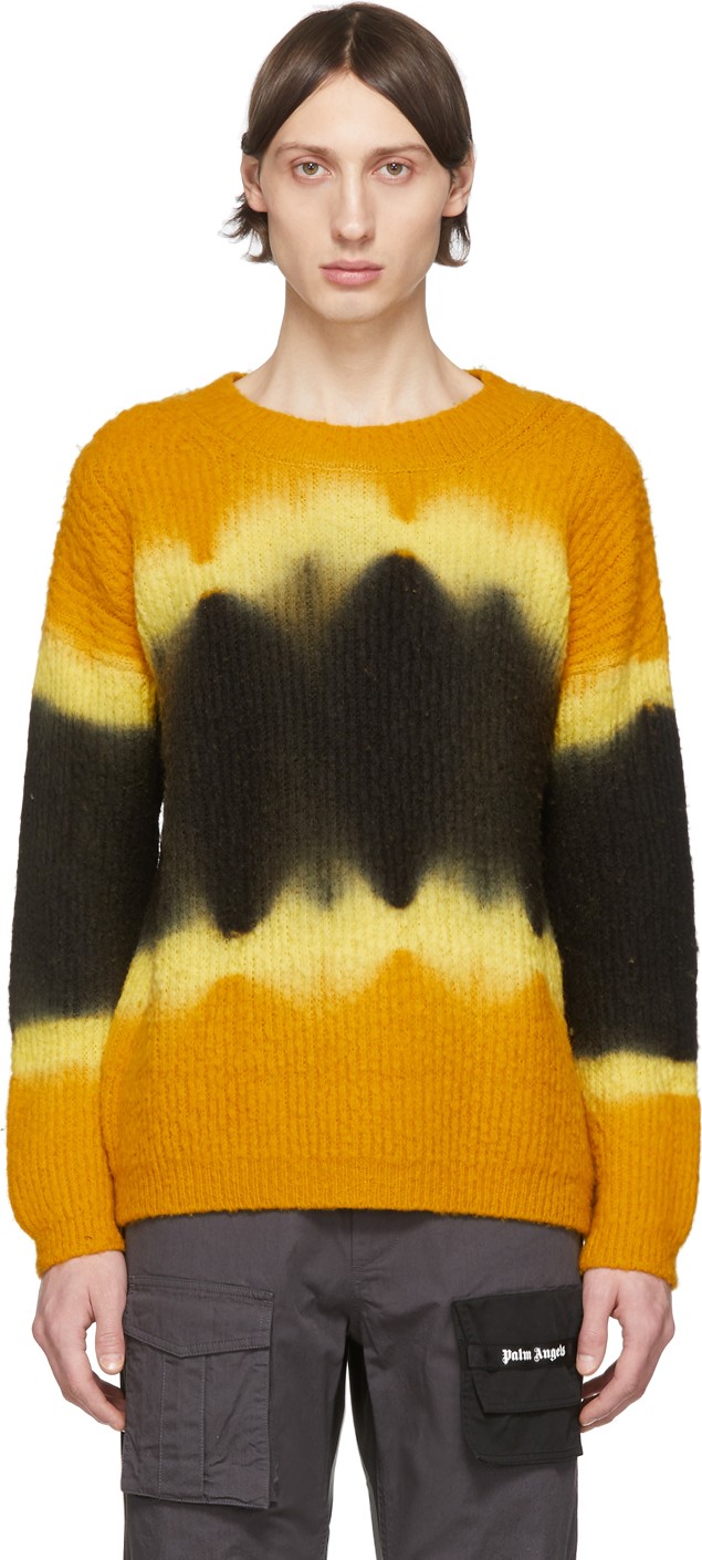 Palm Angels Yellow & Black Tie-Dye Casentino Sweater