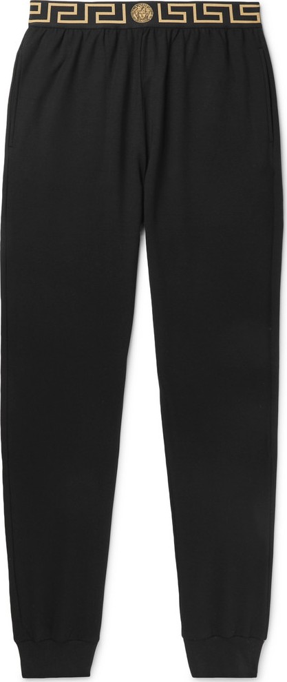 Versace Tapered Logo-Jacquard Stretch-Cotton Jersey Sweatpants