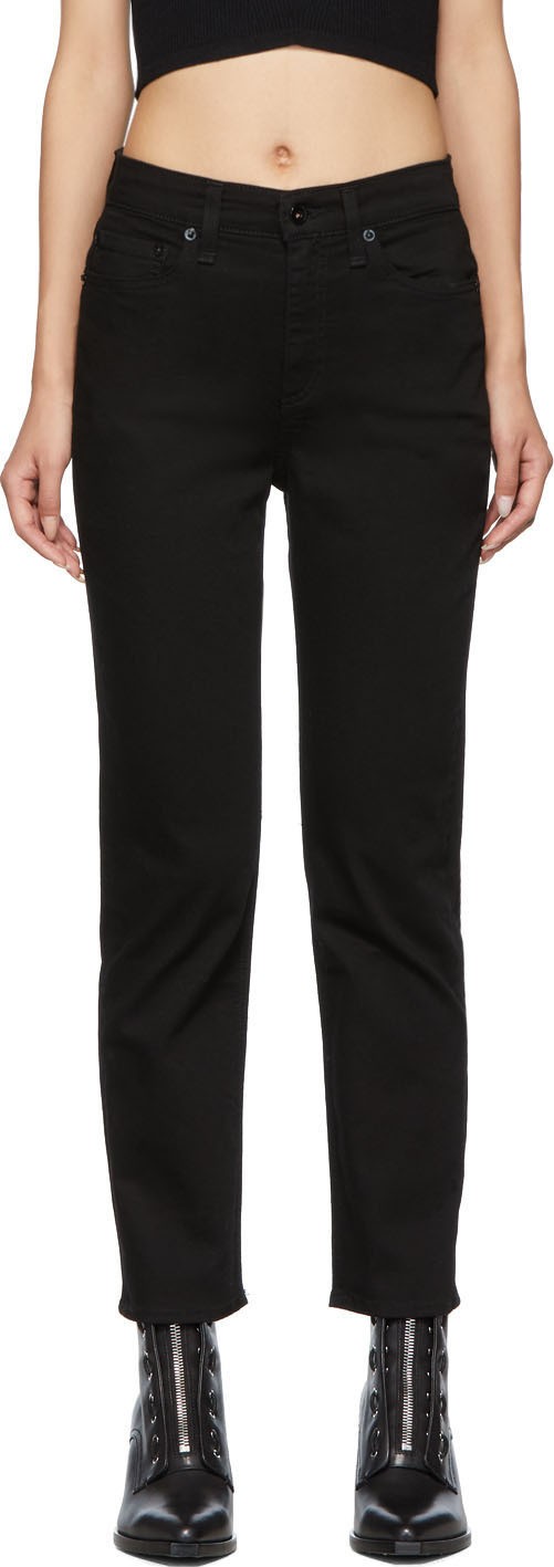 Rag & Bone Black Nina High-Rise Ankle Cigarette Jeans