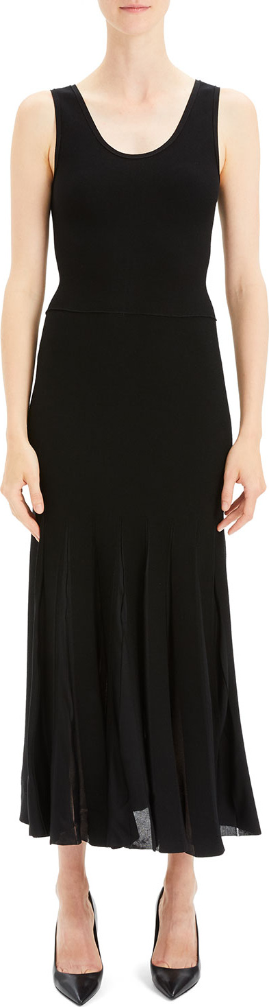 Theory Pleated Scoop-Neck Tank Dress