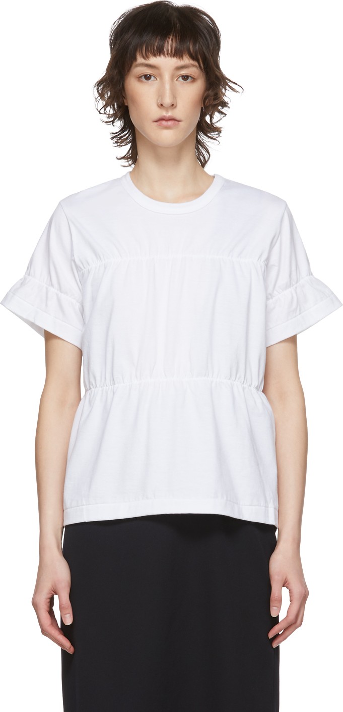 Comme Des Garçons Comme Des Garçons White Ruched T-Shirt