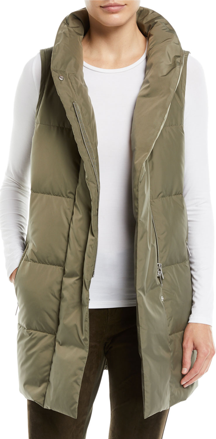 Lafayette 148 New York Quilted Puffer Down Vest w/ Back Zip