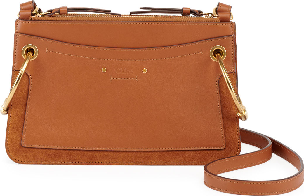 Chloe Roy Mini Leather/Suede Double-Zip Shoulder Bag