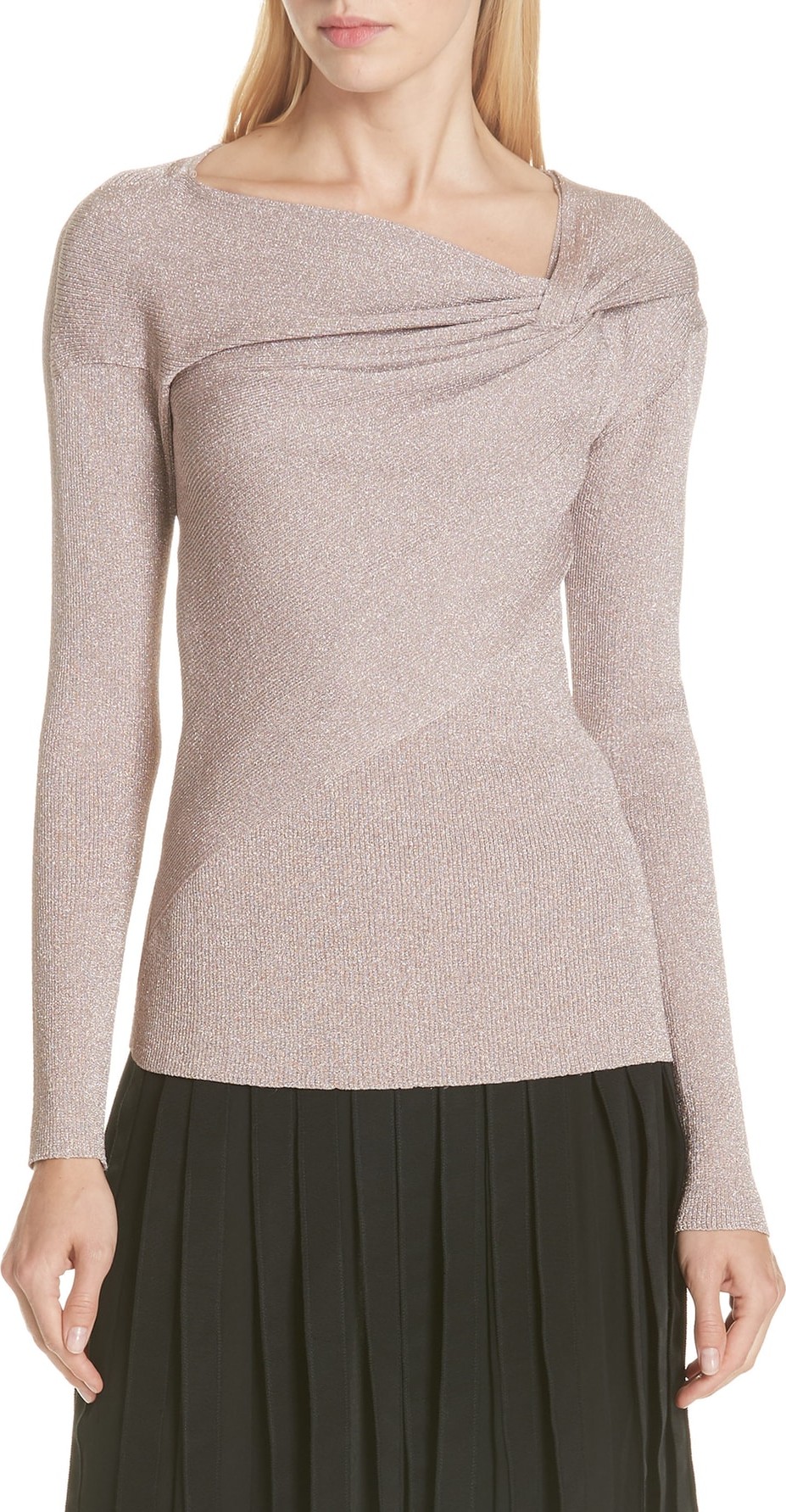 3.1 Phillip Lim Metallic Rib Draped Pullover