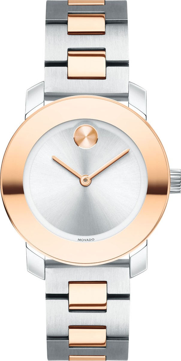 Movado 30mm BOLD Bracelet Watch, Rose/Silver