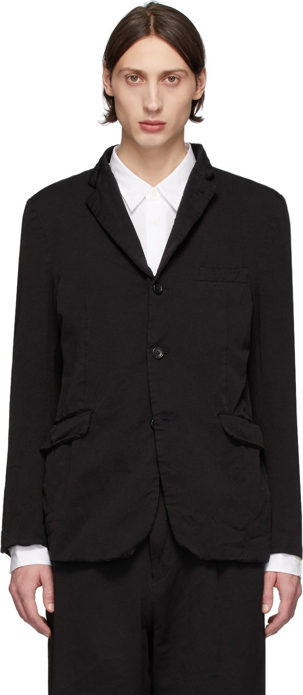 Comme des Garçons Homme Black Twill Garment-Dyed Blazer