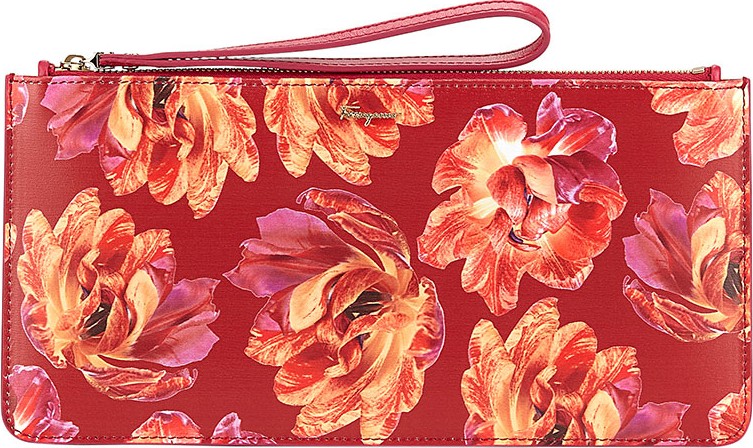 Salvatore Ferragamo Small Floral-Print Zip Pouch Wristlet
