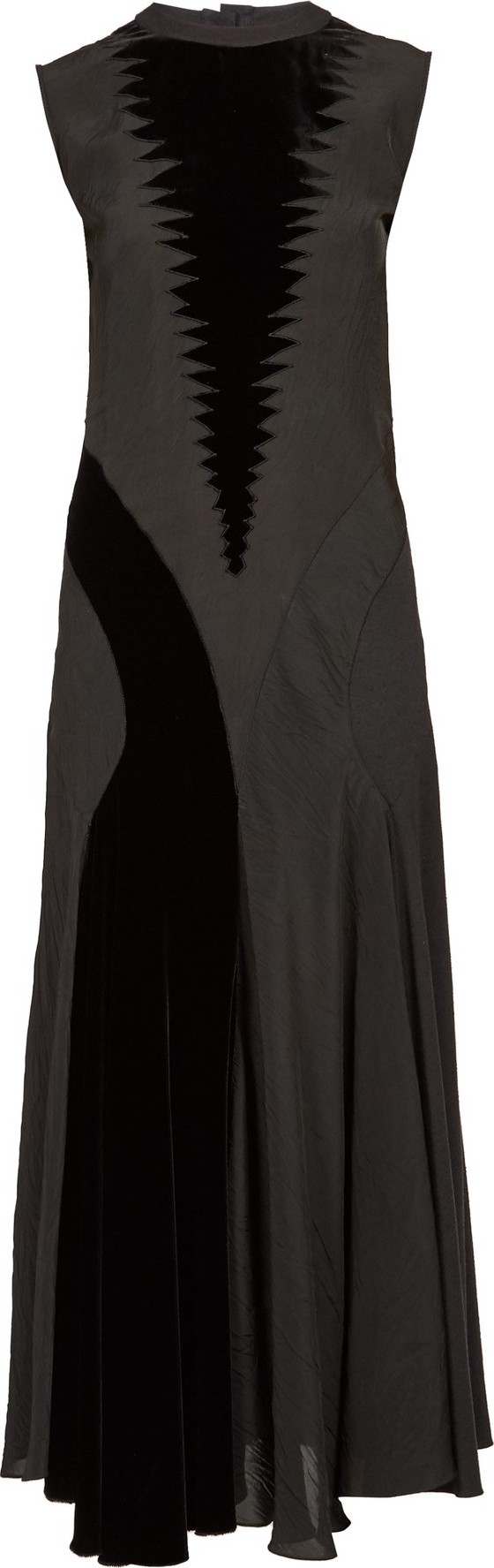 LOEWE Velvet-panelled poplin maxi dress