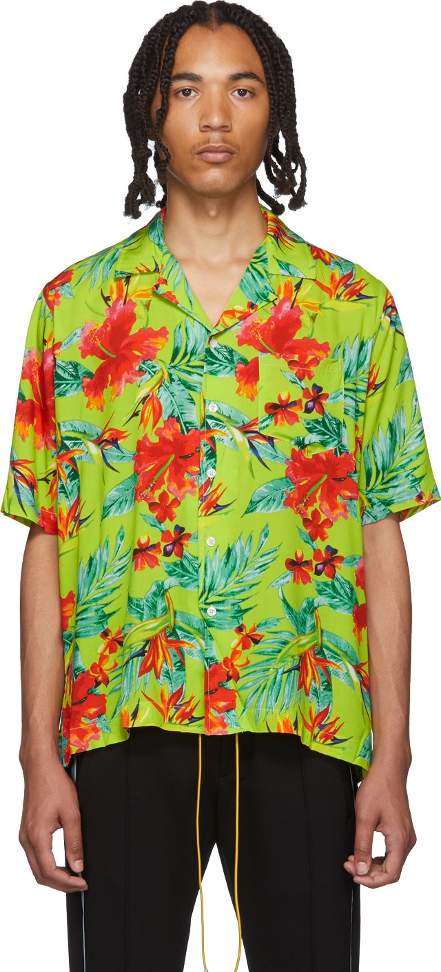 RHUDE Green Hawaiian Shirt