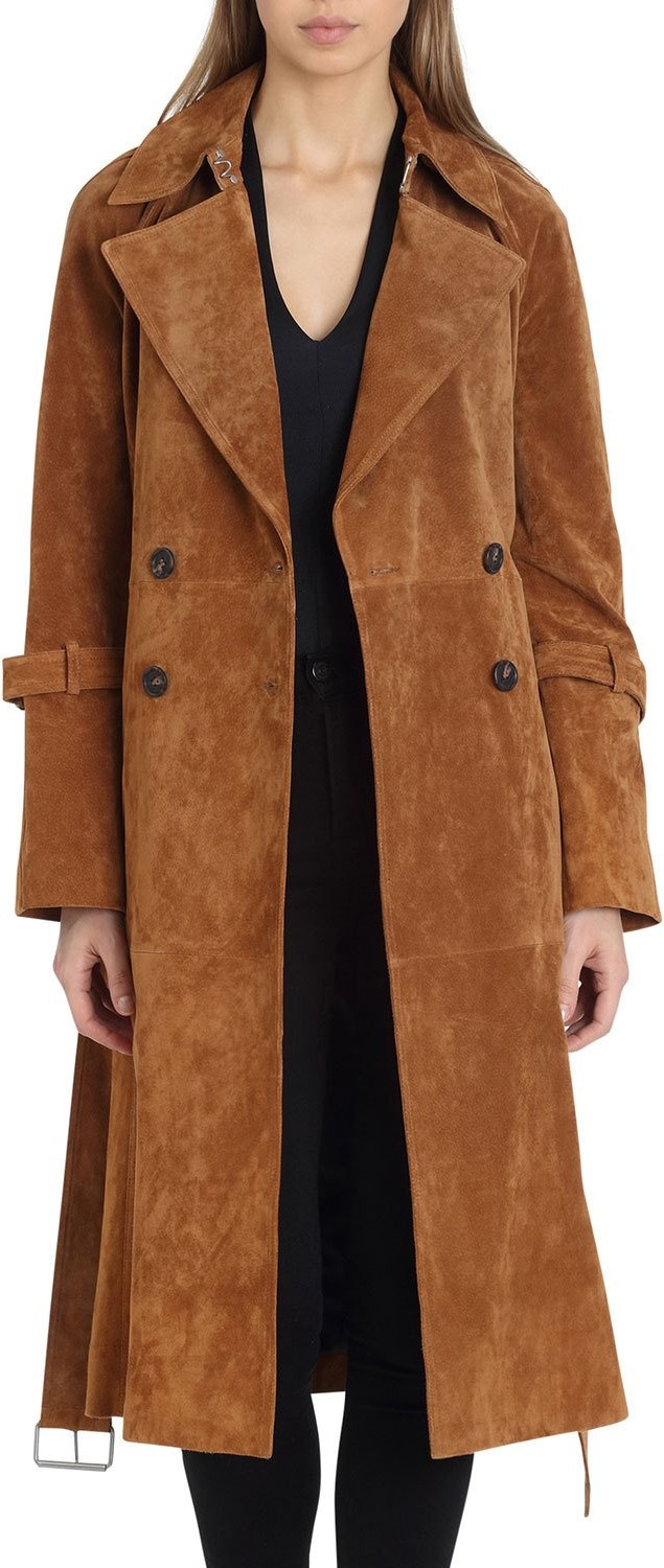 Avec Les Filles Genuine Suede Trench Coat