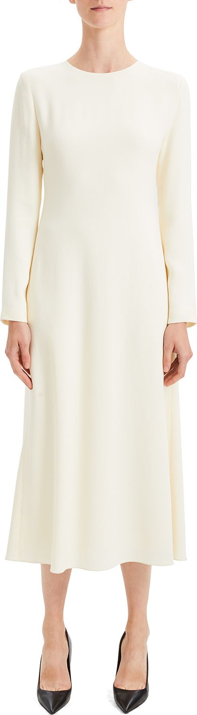 Theory Textured Viscose Cady A-Line Long-Sleeve Dress