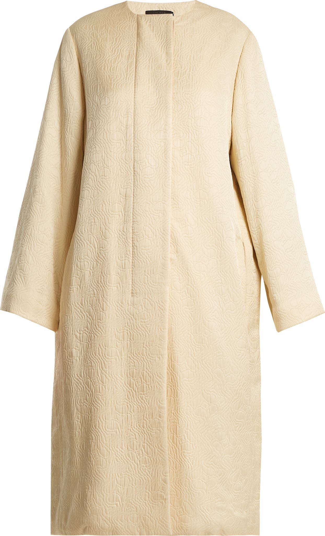THE ROW Nettle collarless silk-cloqué coat