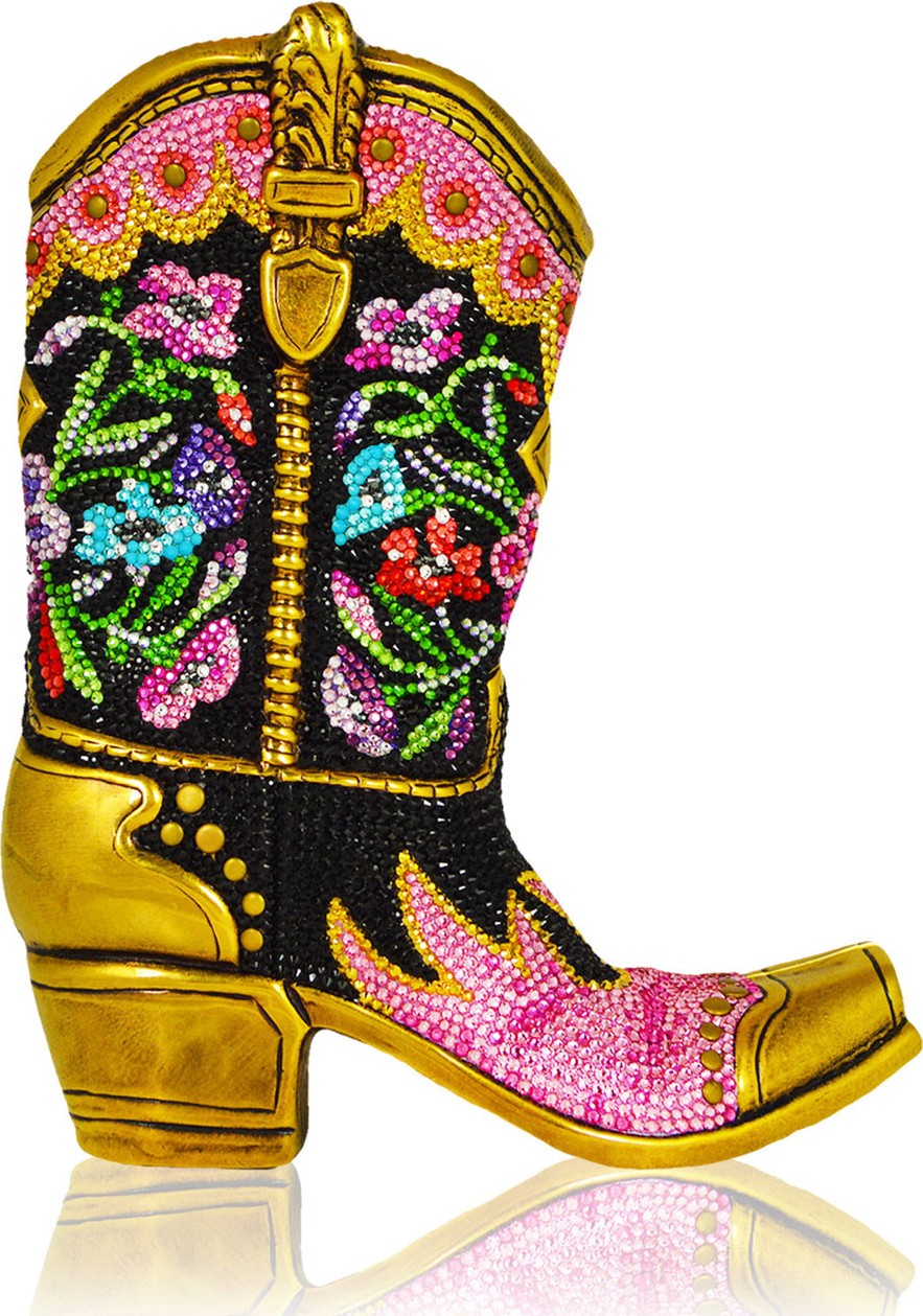 Judith Leiber Belle Crystal Cowboy Boot Evening Clutch Bag, Antique Gold/Jet