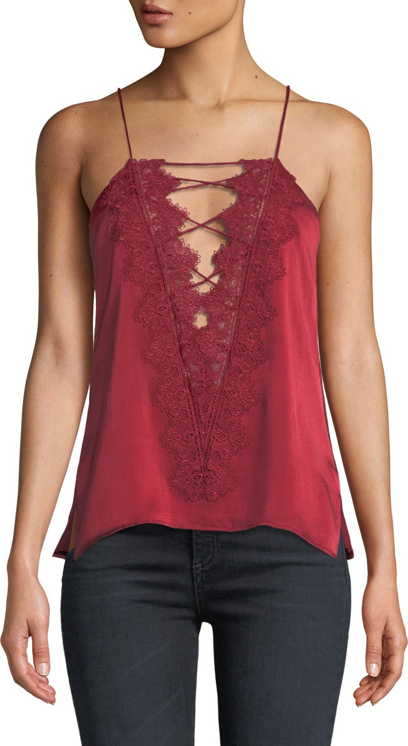 CAMI NYC Charlie Charmeuse Strappy  Lace Cami