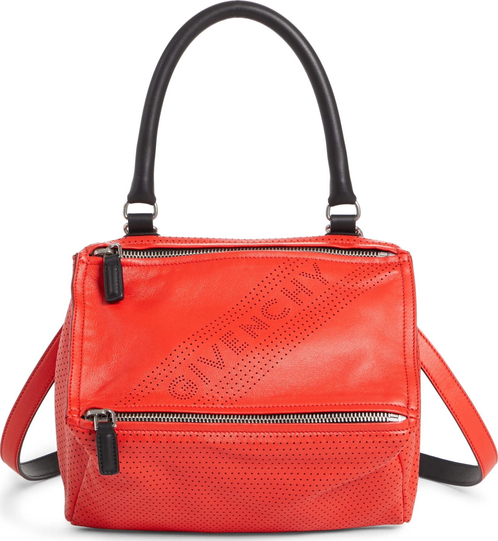 Givenchy Small Pandora Perforated Logo Leather Satchel